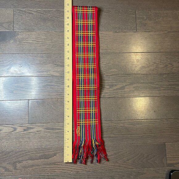 NWOT Kenzo Paris Red Scarf, Plaid Pattern, red Yellow, Blue, Green, Black NEW - Picture 3 of 6